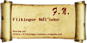 Flikinger Nándor névjegykártya